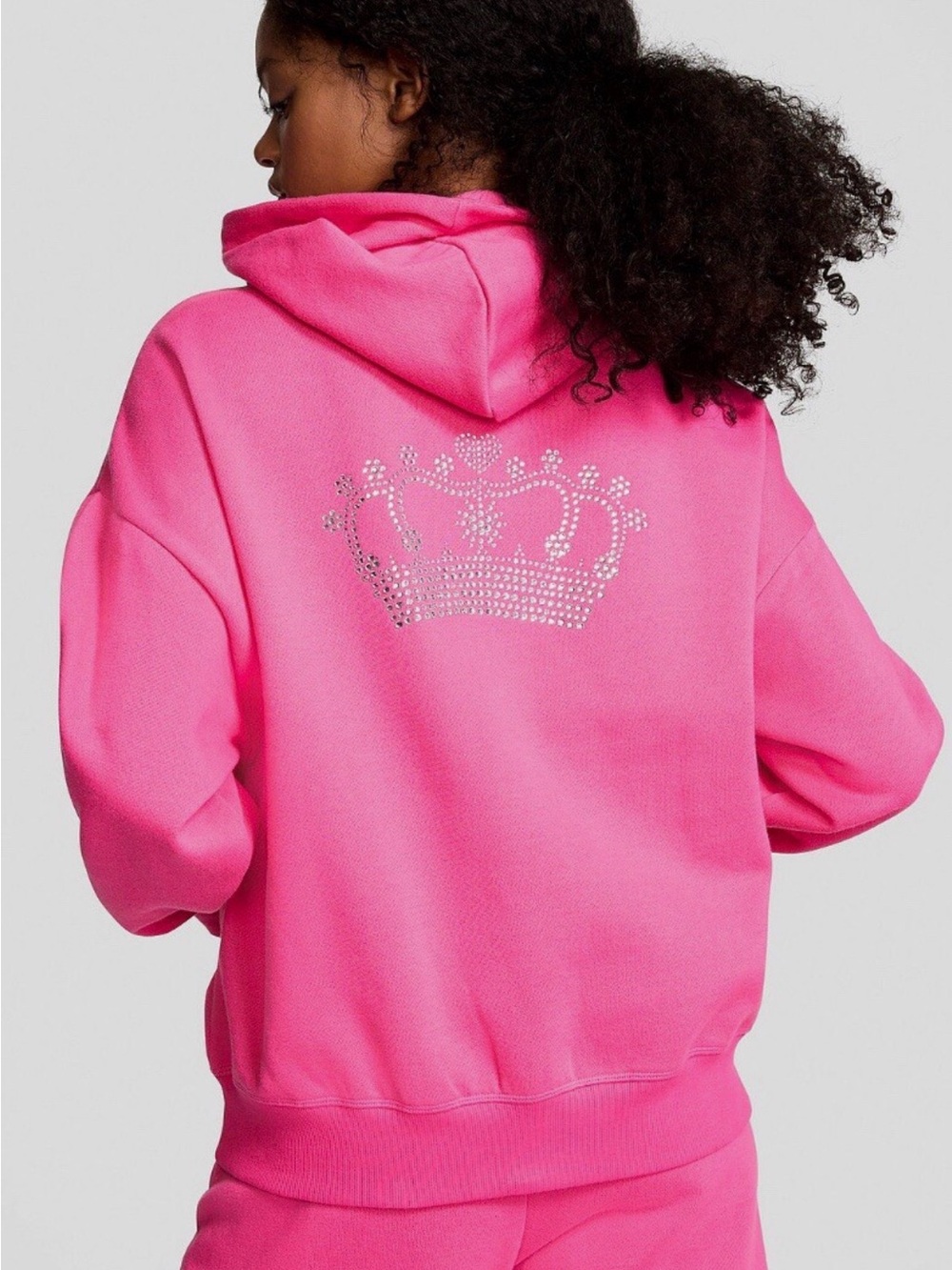 PINK VS Limited Edition Carmine Rose Bling Full zip Hoodie size S